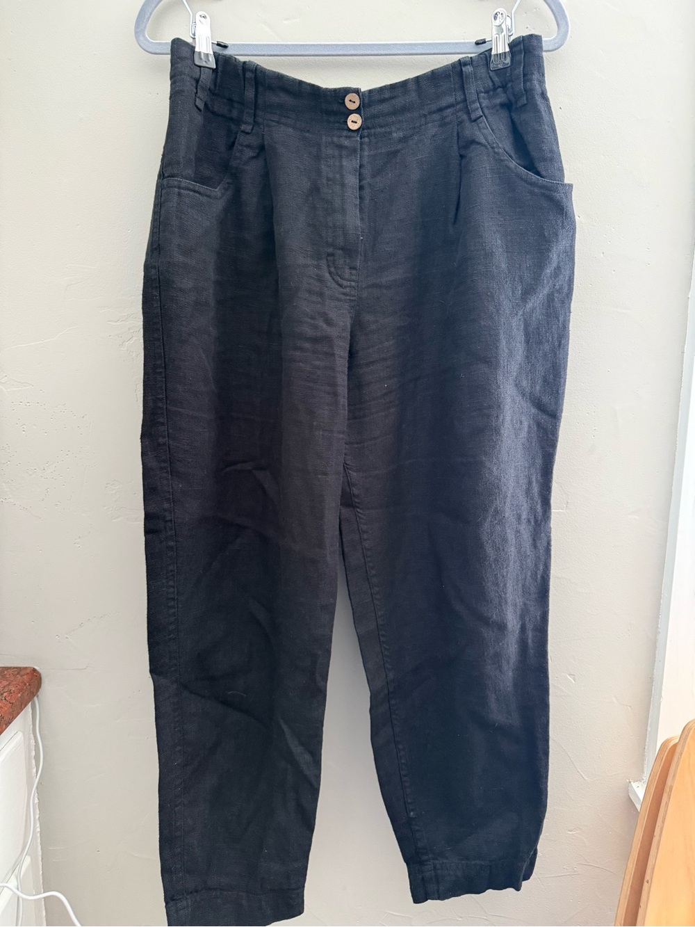 notPERFECTLINEN Black Straight-Leg Linen Pants